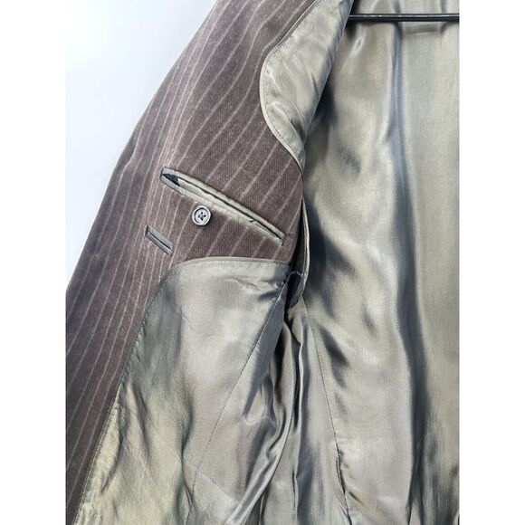 Banana Republic 38S Chalk Stripe Flannel 100% Cotton Stretch Tweed Suit Jacket - Picture 9 of 13